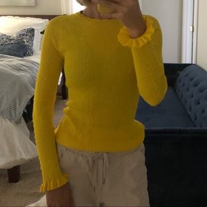 Ann Taylor yellow ribbed long sleeve shirt